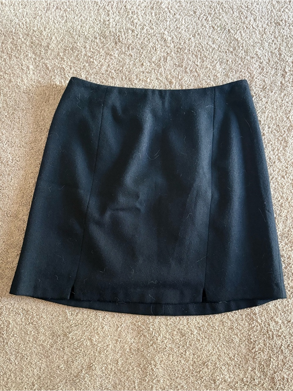 100% Wool Vintage Maurices Black Mini Skirt with Front Slits